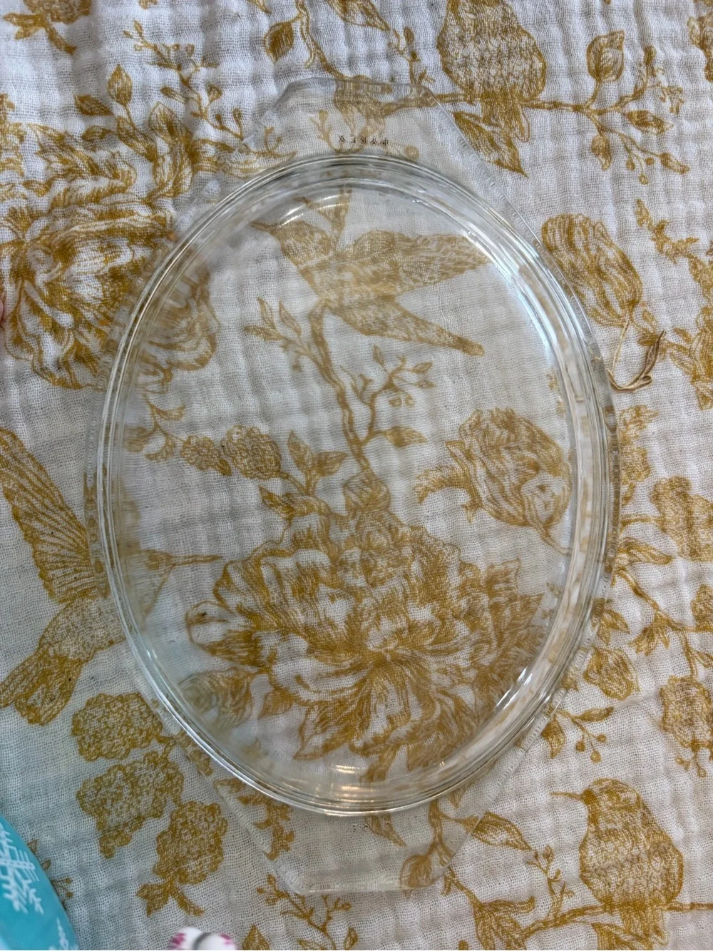 Pyrex Turquoise Snowflake Covered Casserole Dish